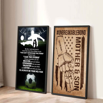 Unbreakable Bond Sport Canvas Set From Mom To Son Whisper Back I'm The Storm You Are Braver Than You Believe
