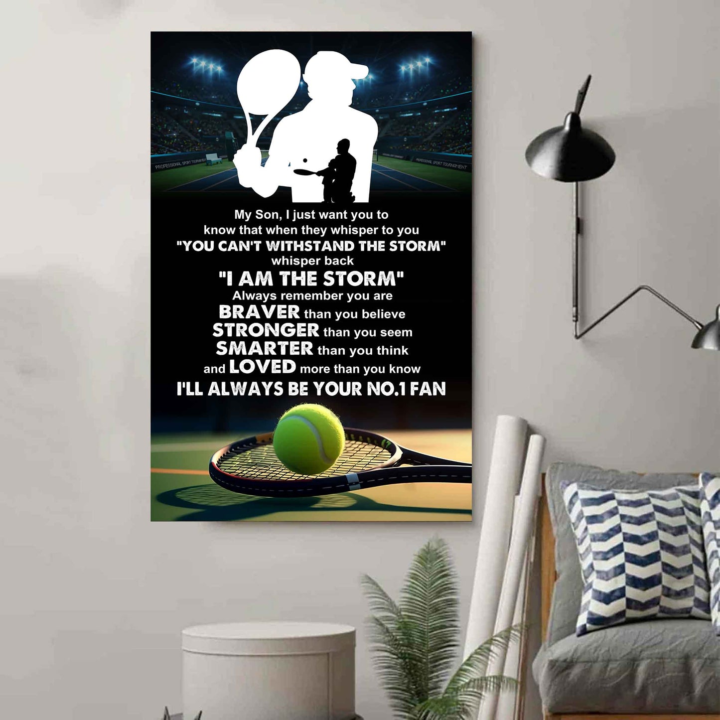 Baseball Poster Canvas Dad To Son - Whisper Back I Am The Storm I Will Always Your No 1 Fan