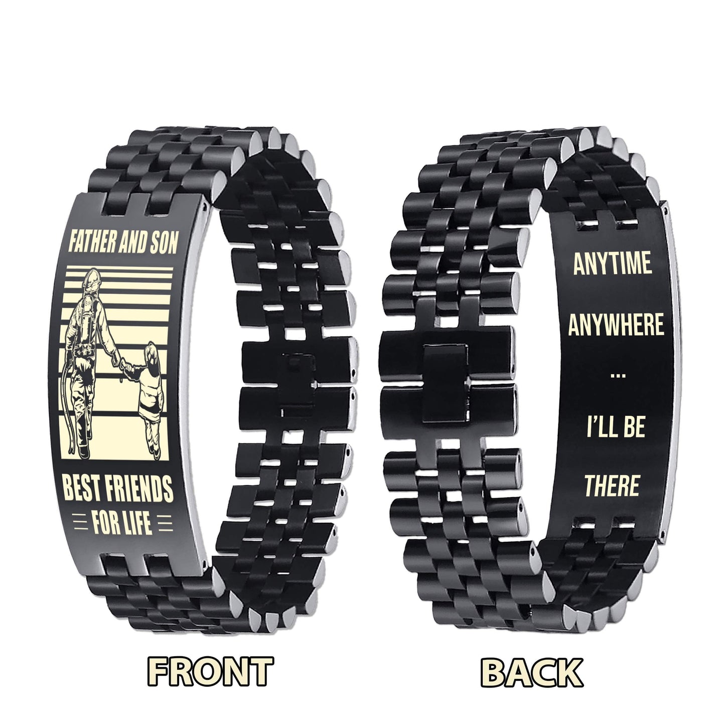 Viking NVL Personalized Double Sided Bracelet Father And Son Best Friends For Life - Message on the back side