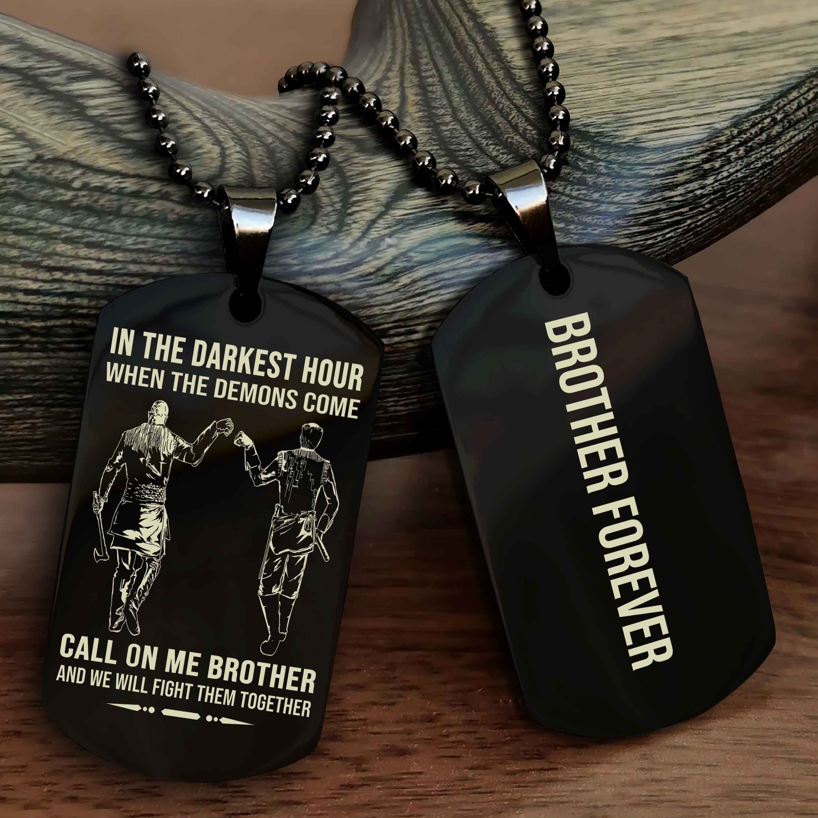 Cowboy Customizable engraved black dog tag double sided gift from brother, brother forevers