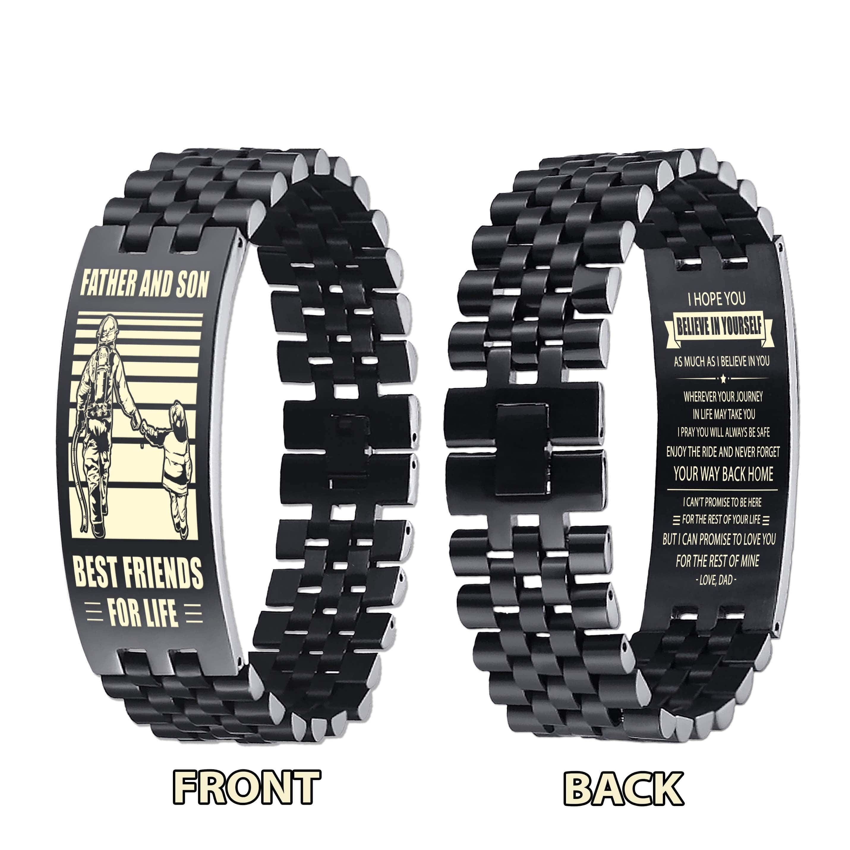 ANT Biker Personalized Double Sided Bracelet Father And Son Best Friends For Life - Message on the back side