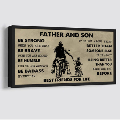 Biker Father And Daughter Best Friends For Life - Be Strong When You Are Weak Poster Canvas Gift For Son From Father