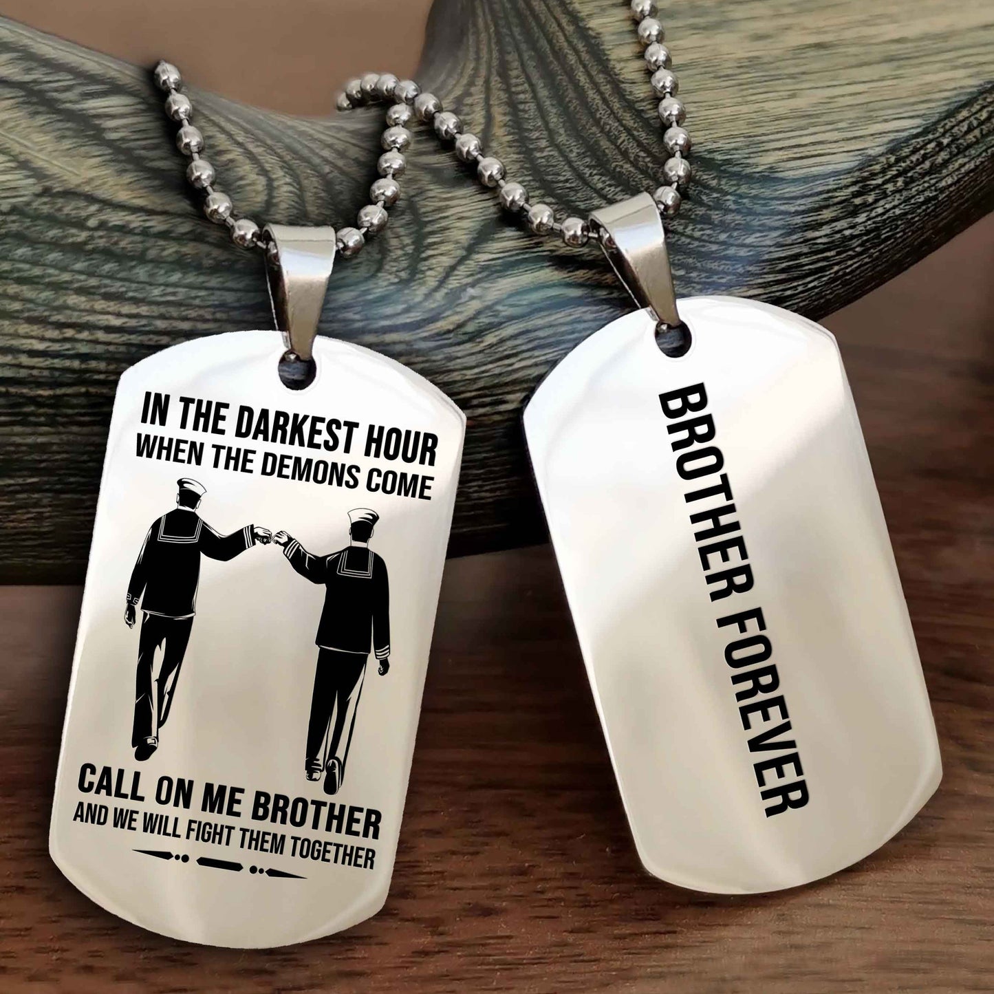 Knight Templar Customizable engraved black dog tag double sided gift from brother, brother forevers