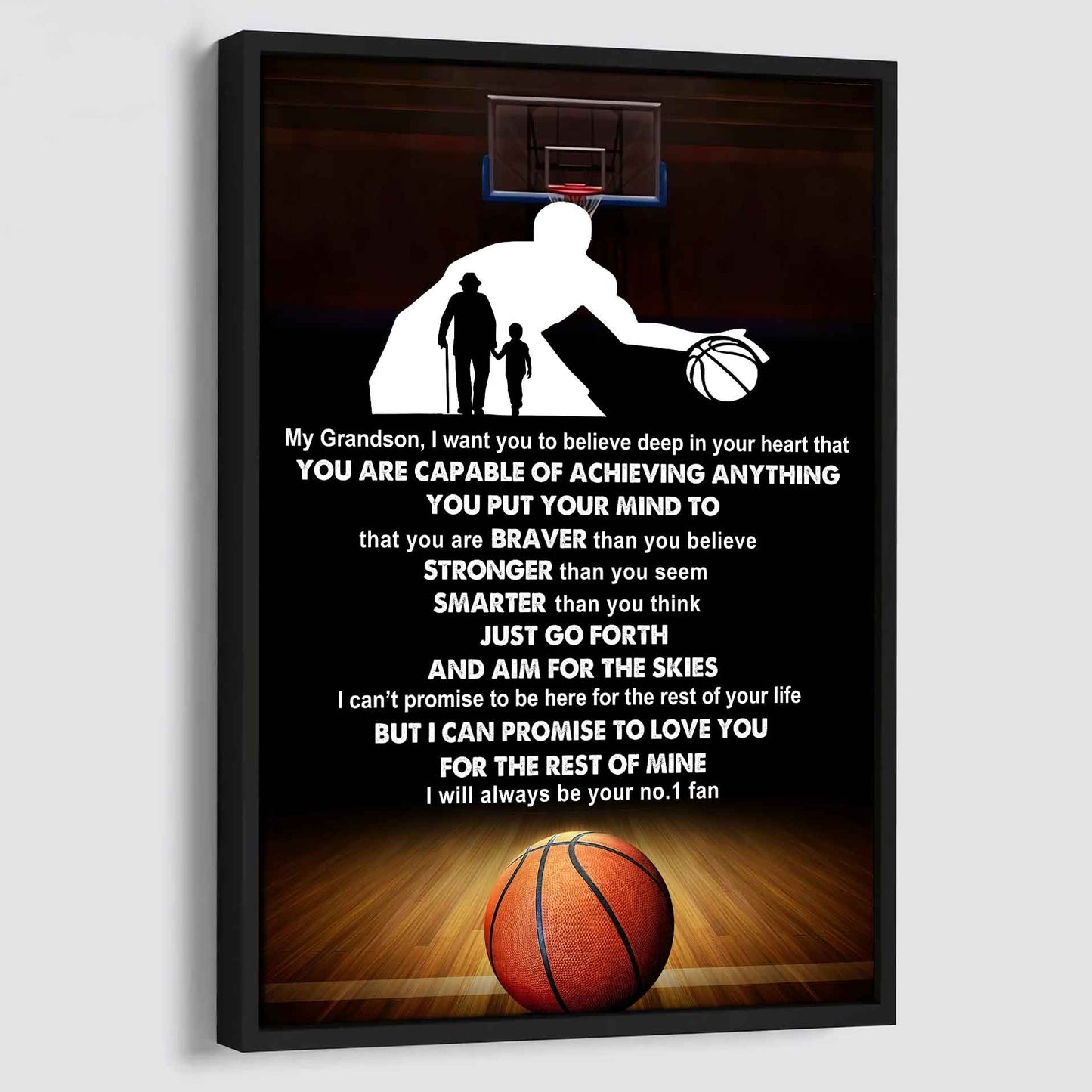 Baseball Poster Canvas Grandpa To Grandson - That You Are Braver Than You Believe You Are Capable Of I Will Always Your No 1 Fan