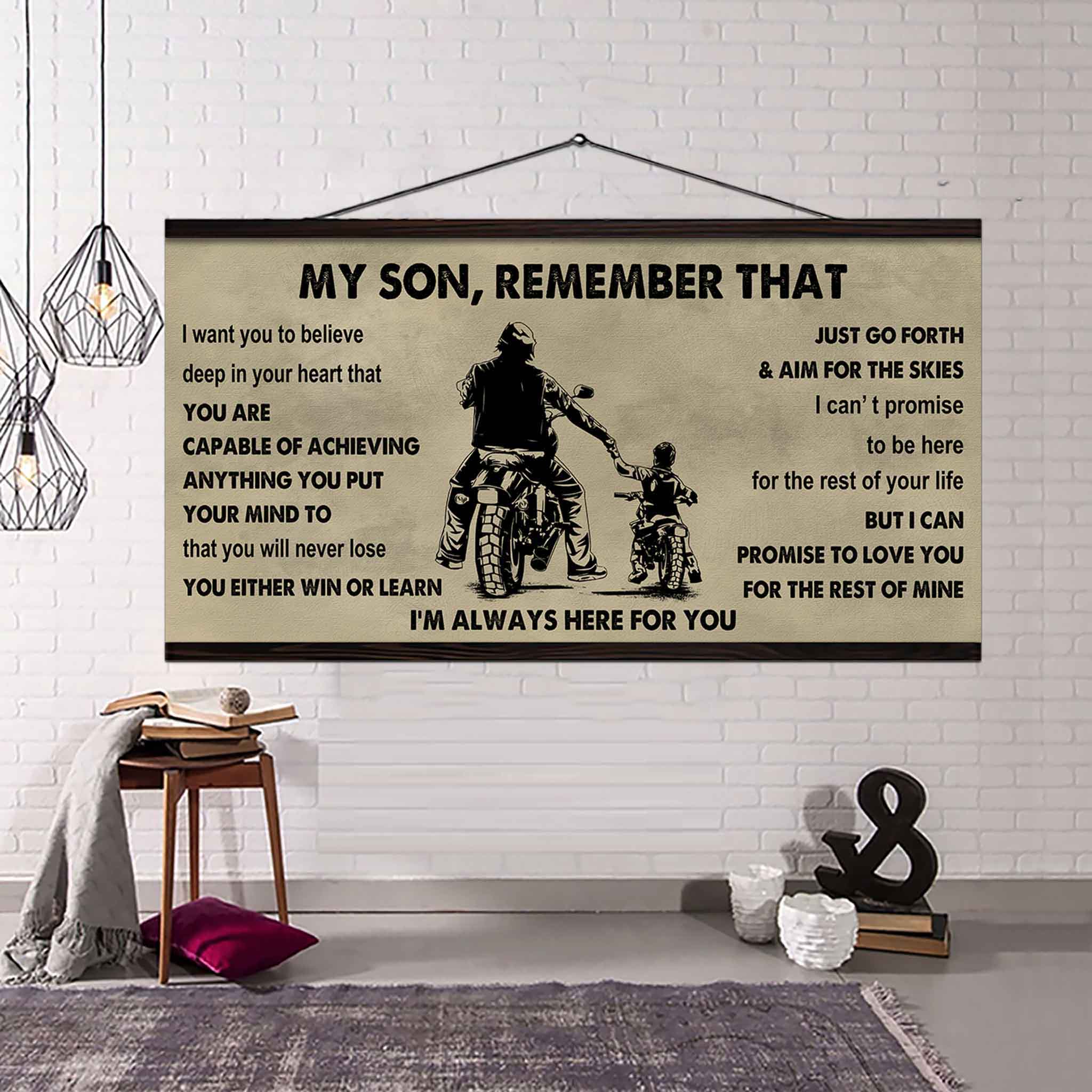 Personalized Sport Poster Canvas -  My Son Remember That You Will Never Lose You Either Win Or Learn