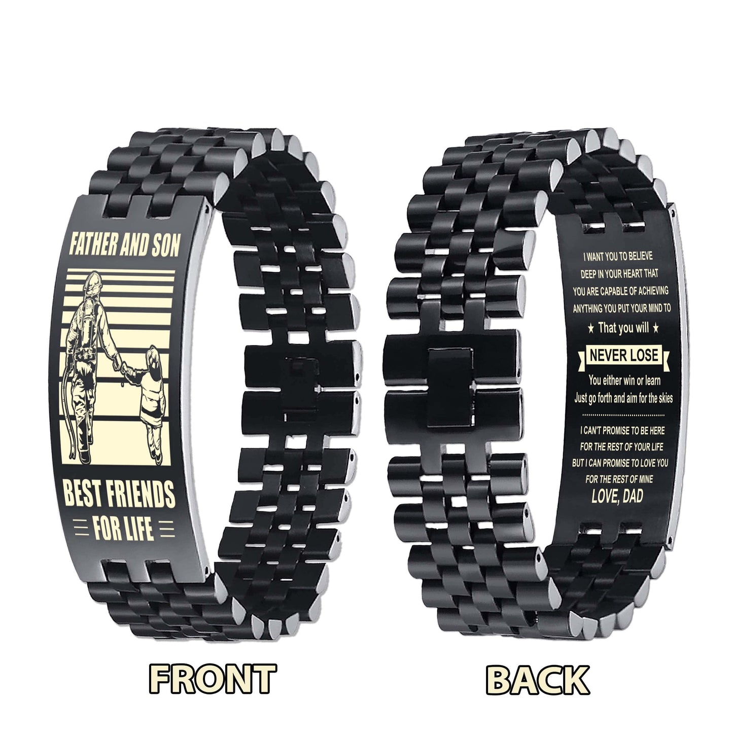 Viking ANT Personalized Double Sided Bracelet Father And Son Best Friends For Life - Message on the back side