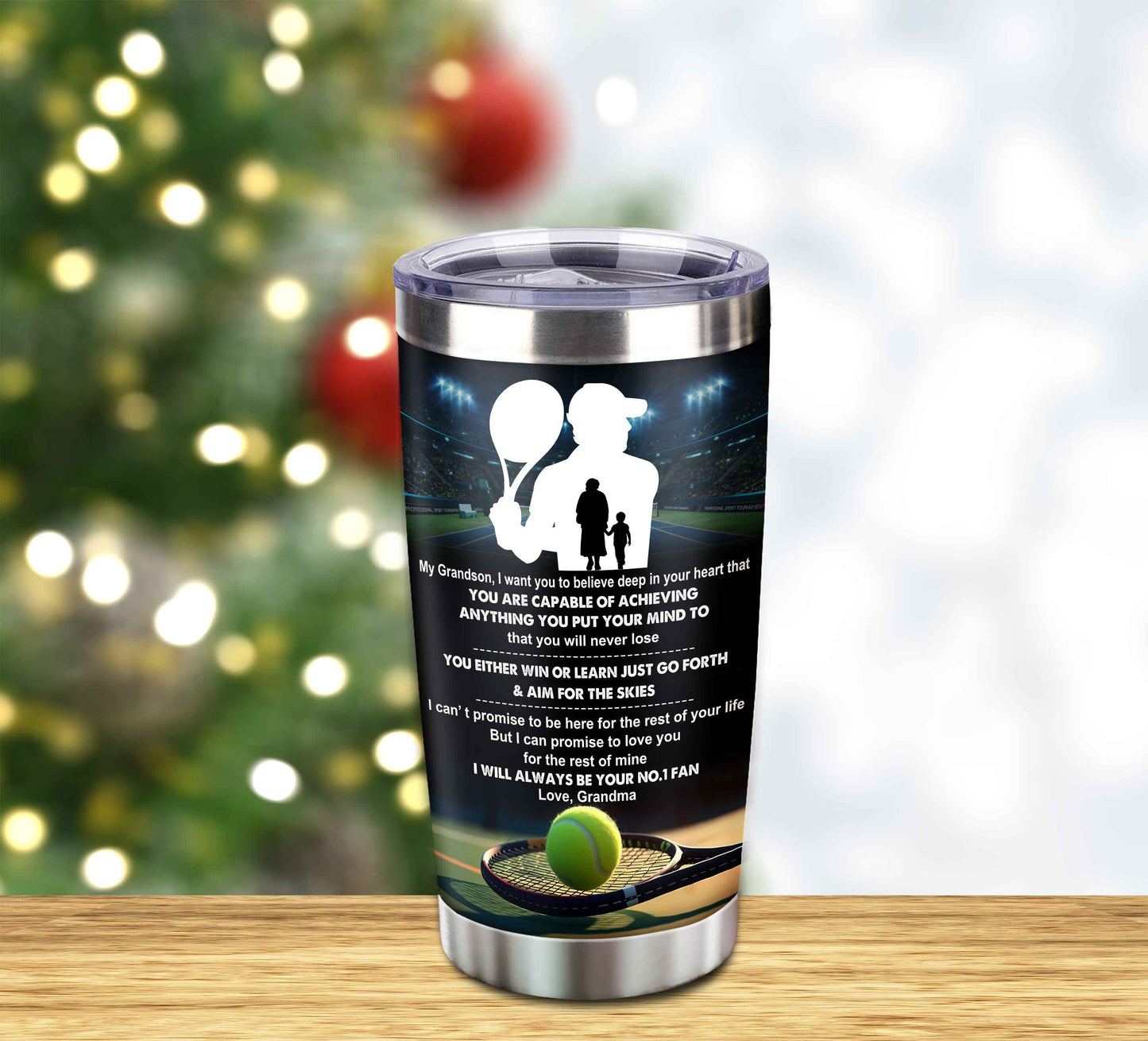 Customizable Tumbler To My Grandson With Inspriration Quotes From Grandpa And Grandma