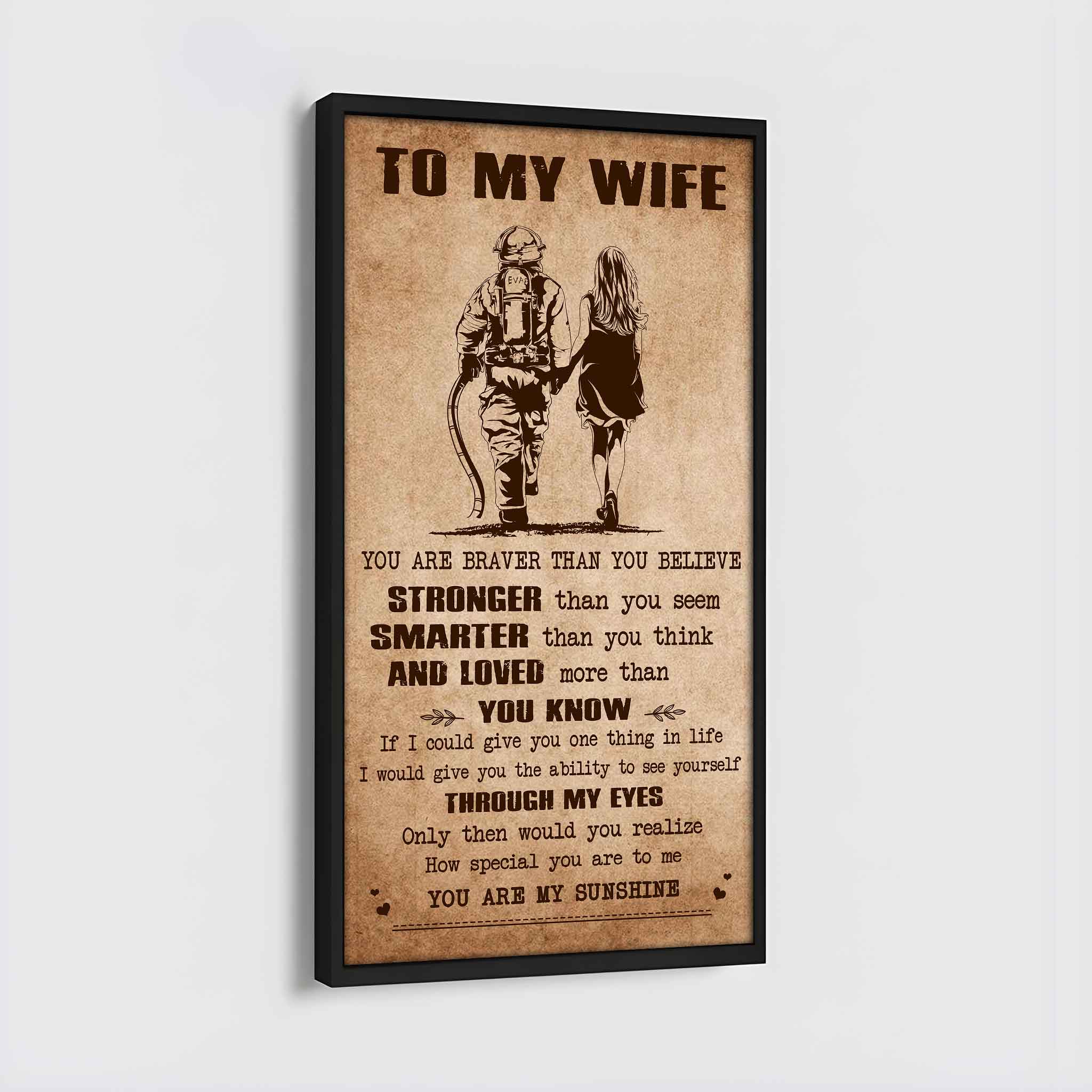 Family Poster Canvas You Are Braver Than You Believe - You Are My Sunshine Gift For Your Wife