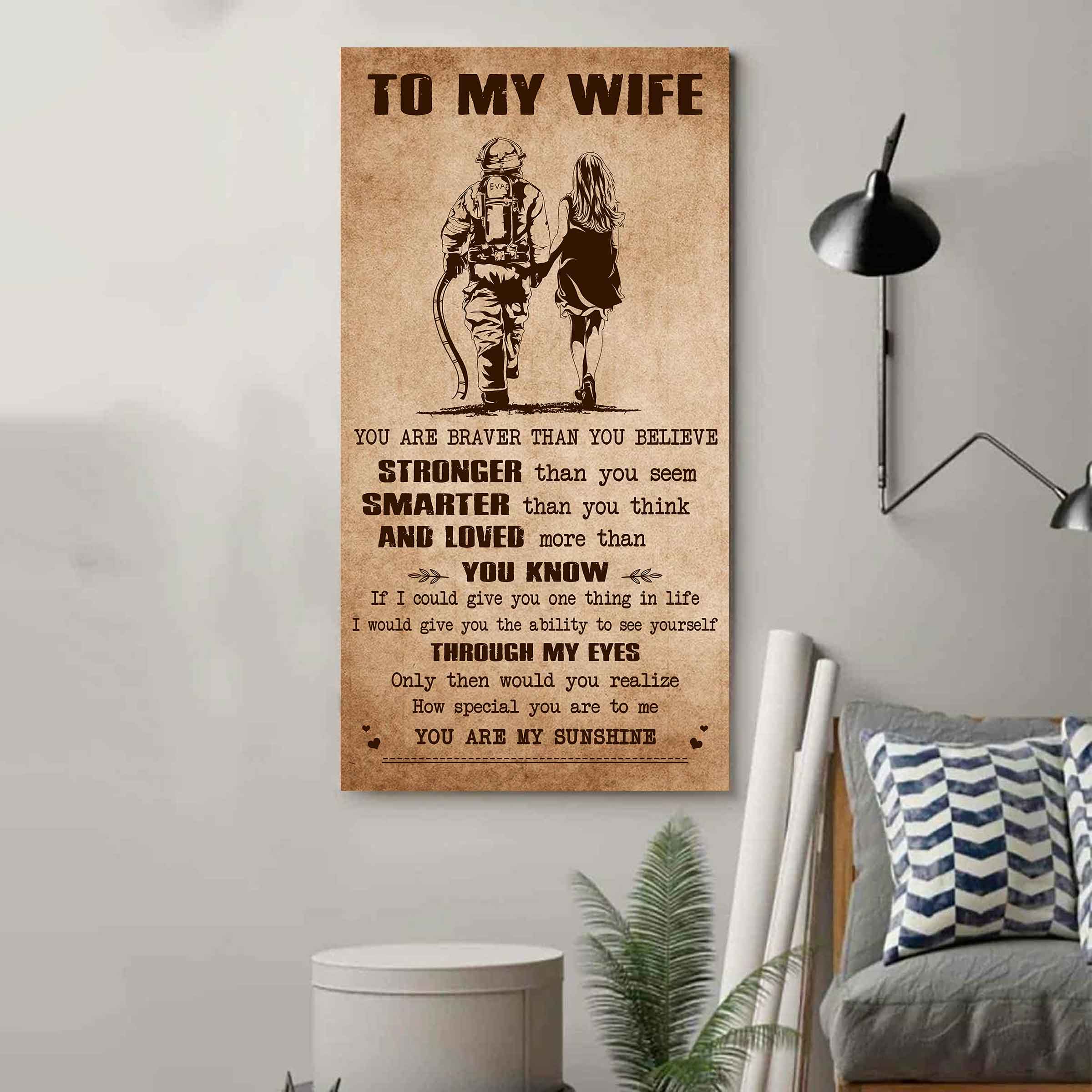 Family Poster Canvas You Are Braver Than You Believe - You Are My Sunshine Gift For Your Wife