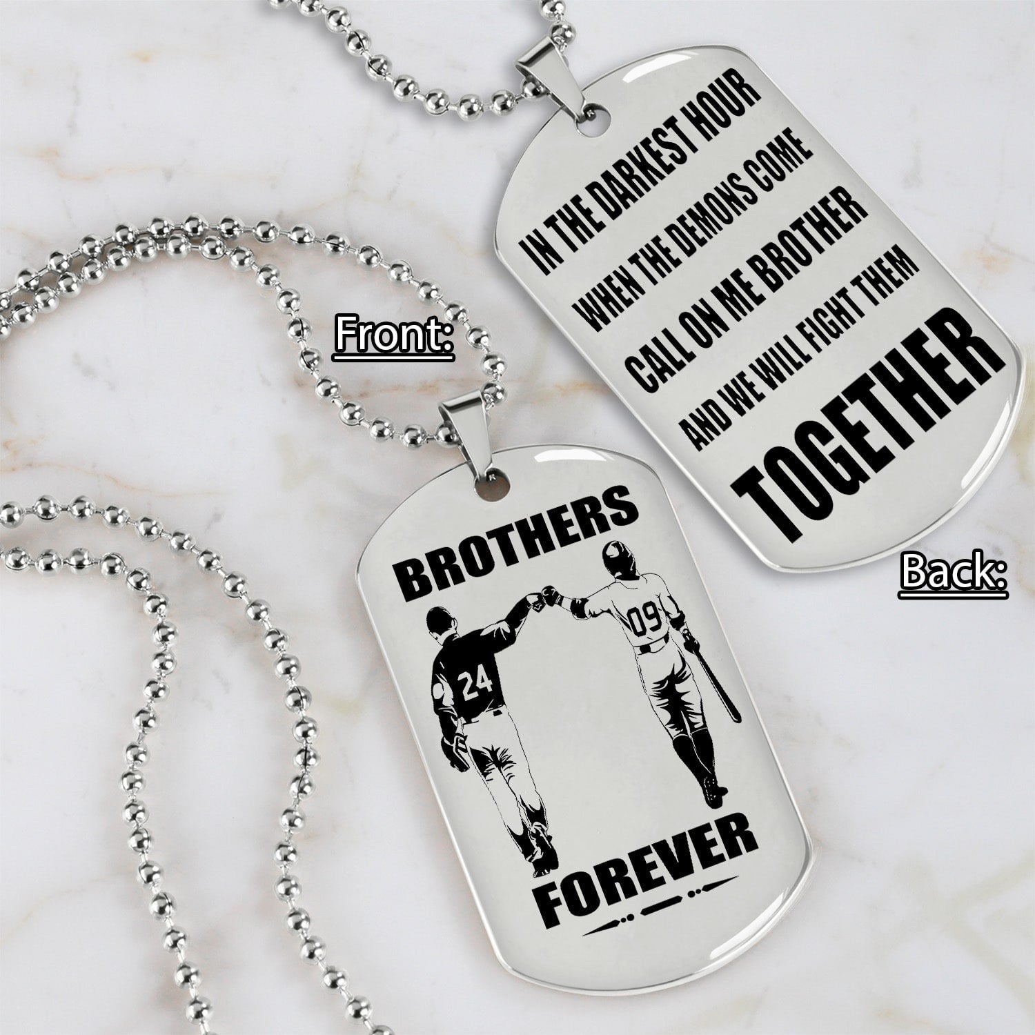 Samurai customizable engraved black dog tag double sided gift from brother, brother forever