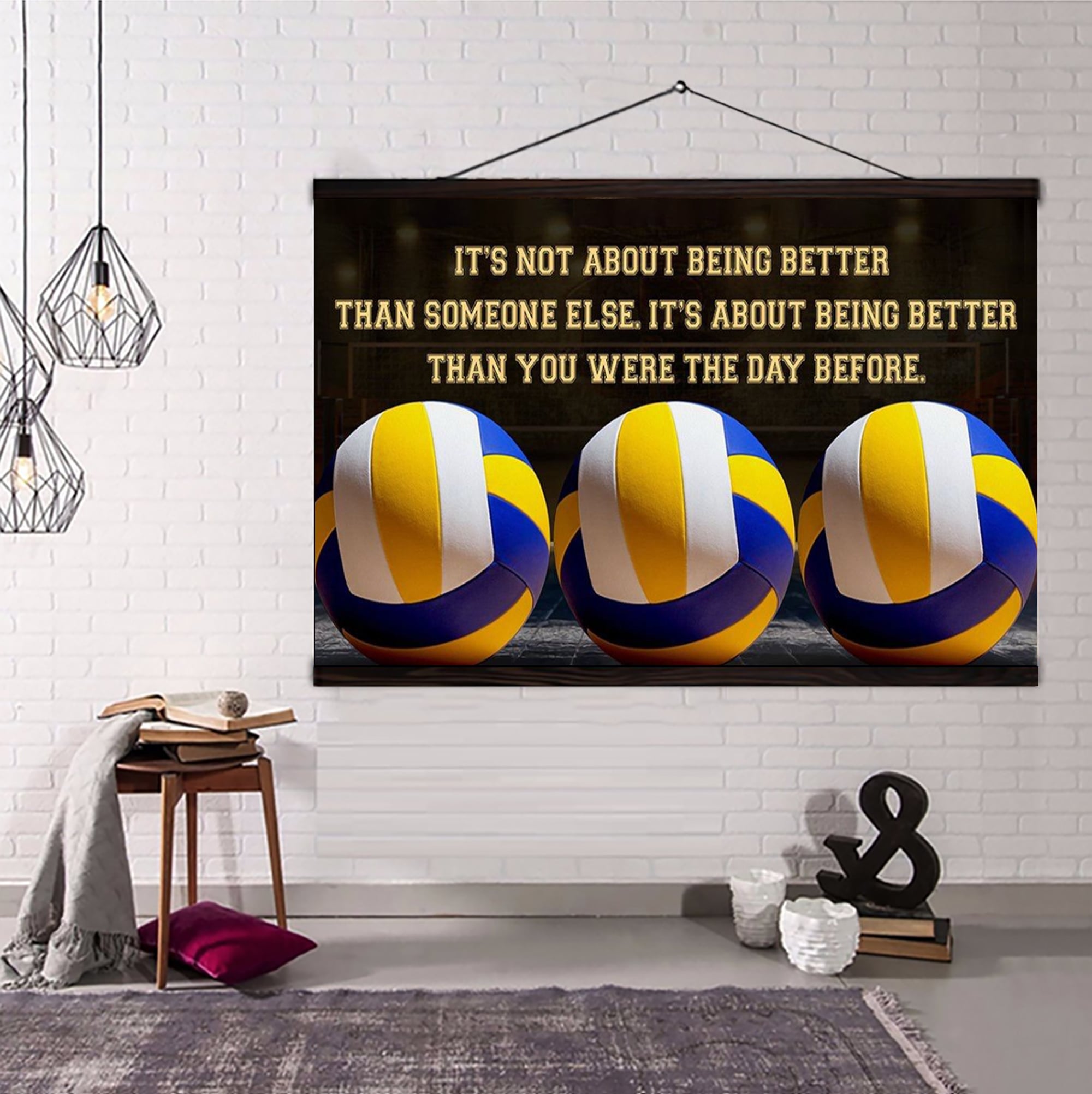 Volleyball 2 customizable poster canvas - It is not about better than someone else, It is about being better than you were the day before