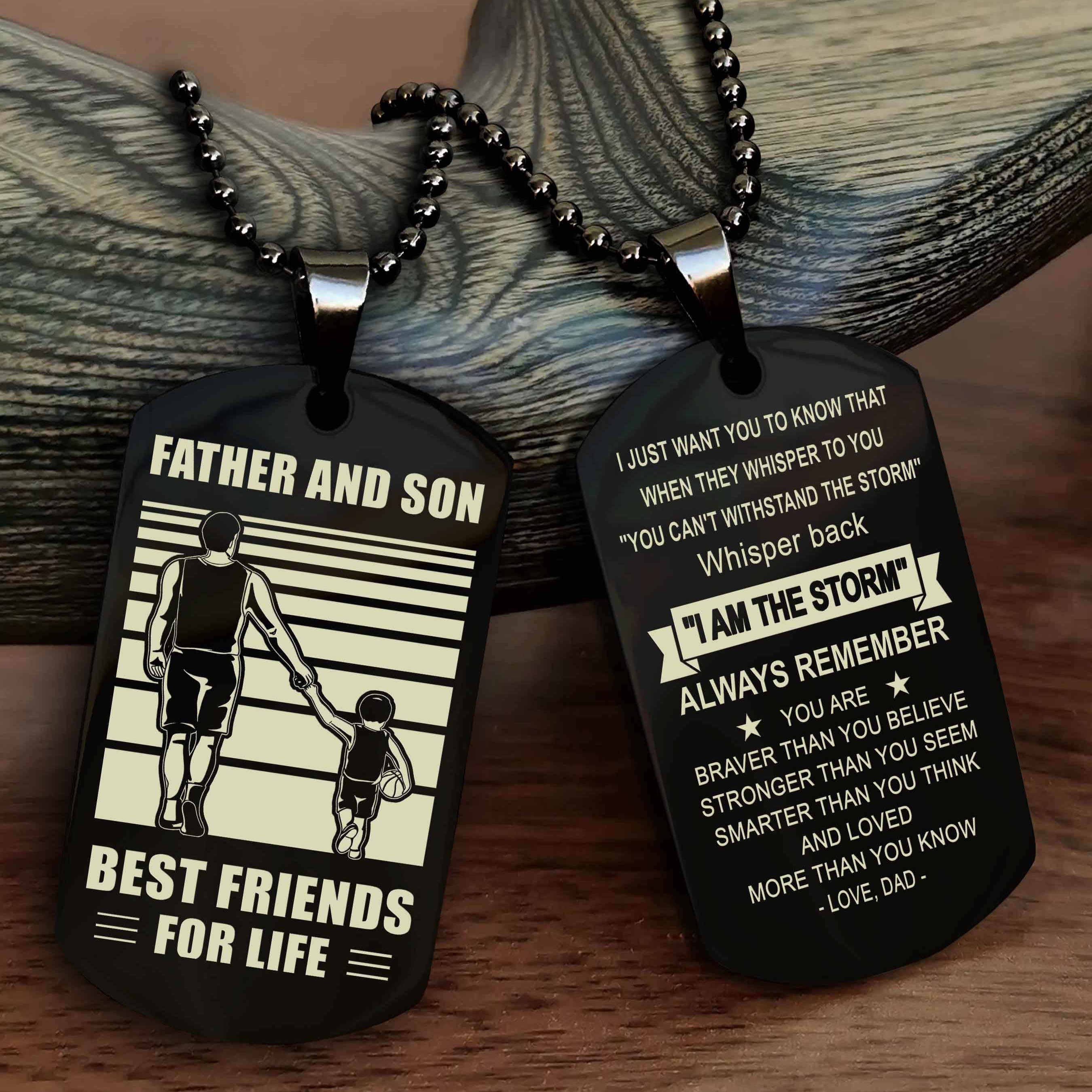 Cowboy Personalized Double Sided Dog Tag To My Son I Love You - Whisper Back I'm The Storm