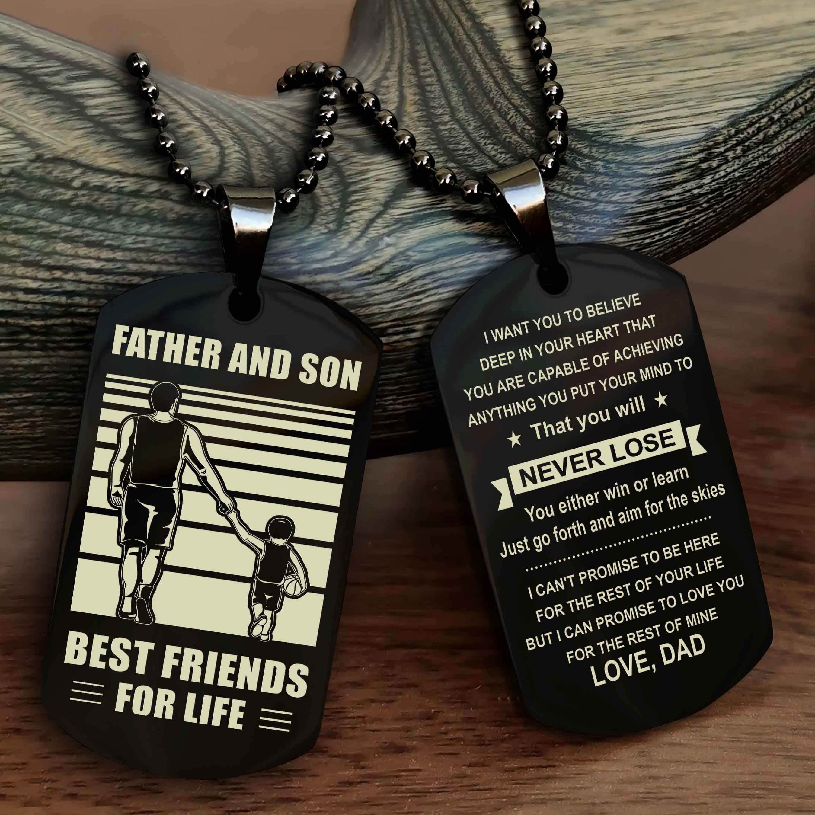Cowboy Personalized Double Sided Dog Tag To My Son I Love You - You Will Never Lose You Either Win Or Learn From Dad To Son
