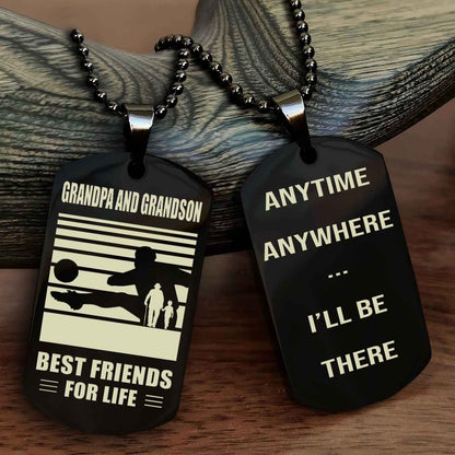 Sport Personalized Double Sided Dog Tag Grandpa And Grandson Best Friend For Life - Anytime Anywhere I Will Be There