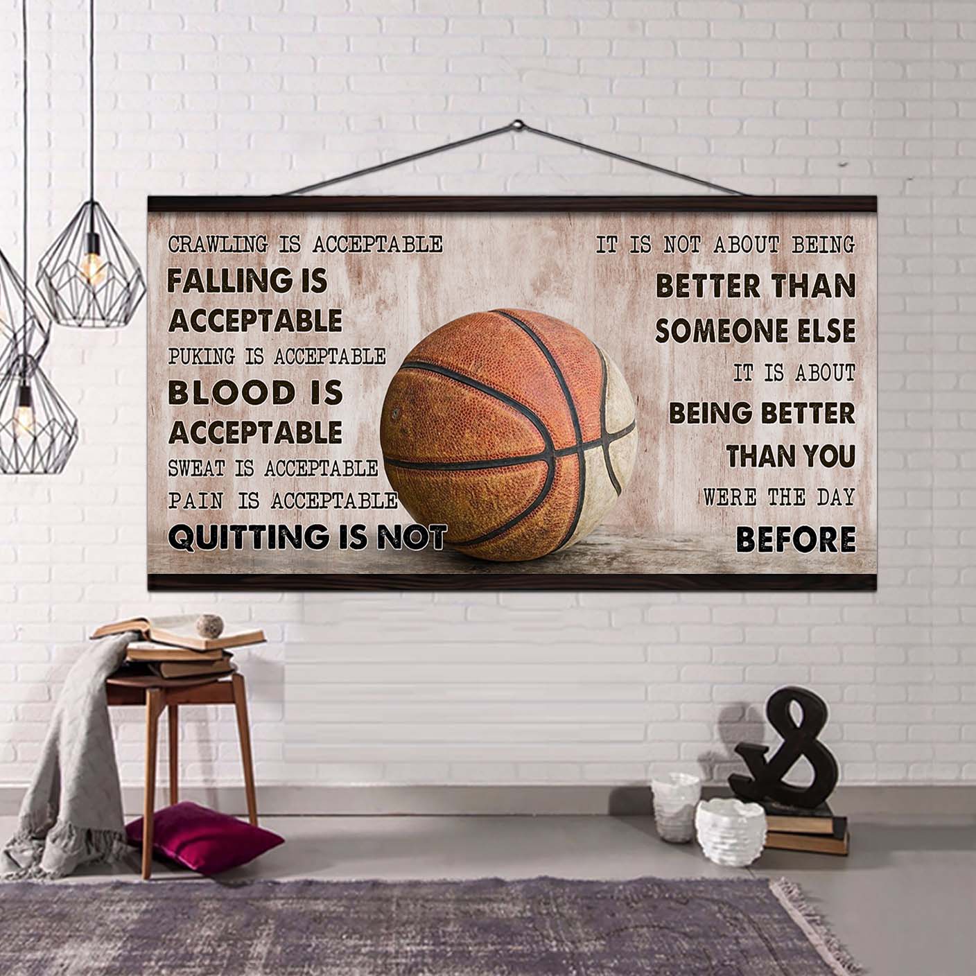 Basketball canvas Quiting Is Not- It Is Not About Being Better Than Someone Else