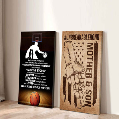 Unbreakable Bond Sport Canvas Set From Mom To Son Whisper Back I'm The Storm You Are Braver Than You Believe