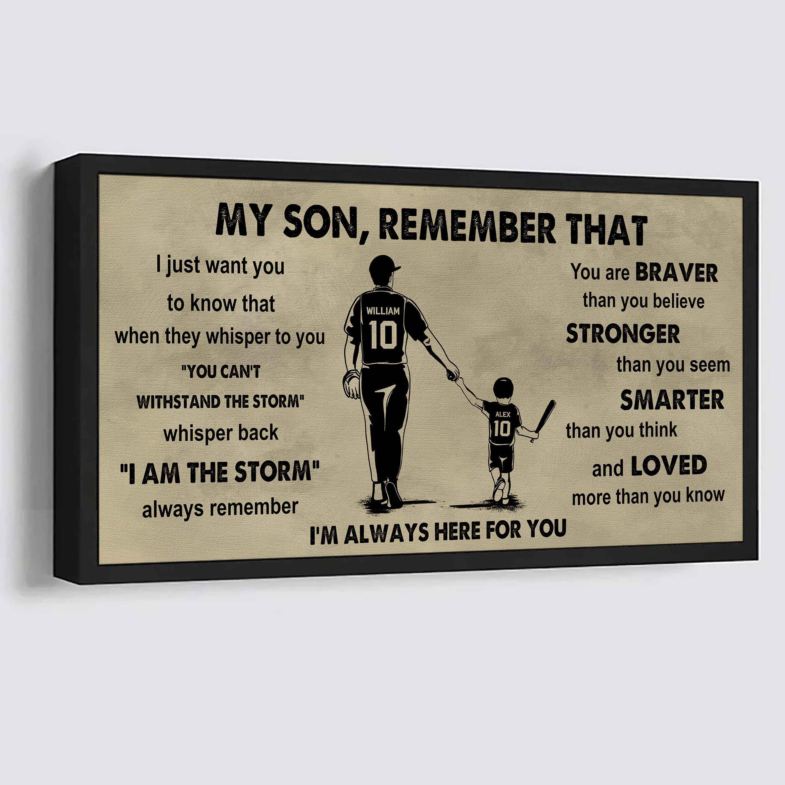 Personalized Sport Poster Canvas -  My Son Remember That Whisper Back I Am The Storm