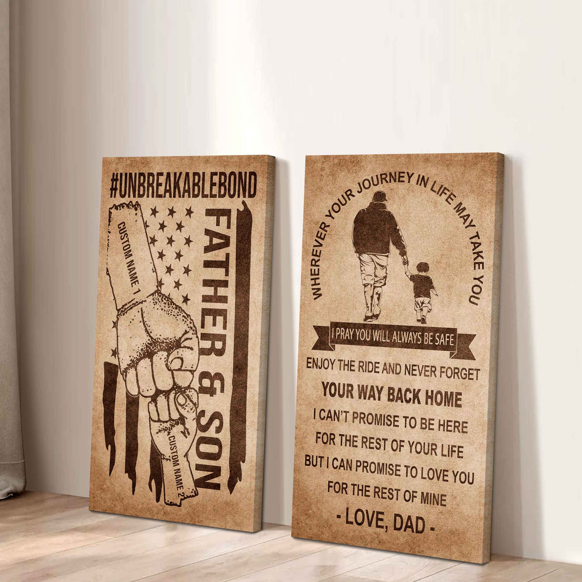Father And Son Canvas Set To My Son Enjoy The Ride Never Forget Your Way Back Home