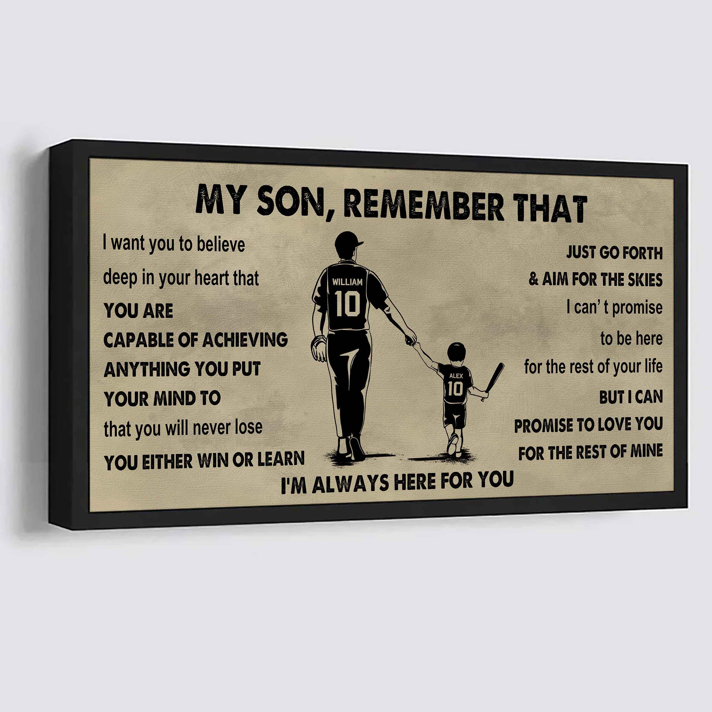 Personalized Sport Poster Canvas -  My Son Remember That You Will Never Lose You Either Win Or Learn