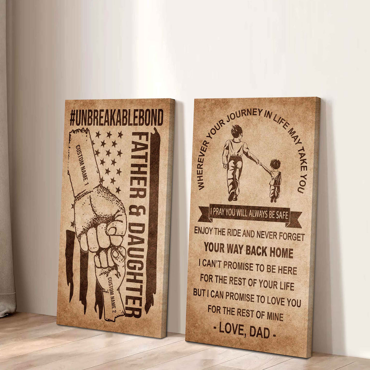 Unbreakable Bond Canvas Set Father And Daughter Never Forget Your Way Back Home Gift For Your Daughter