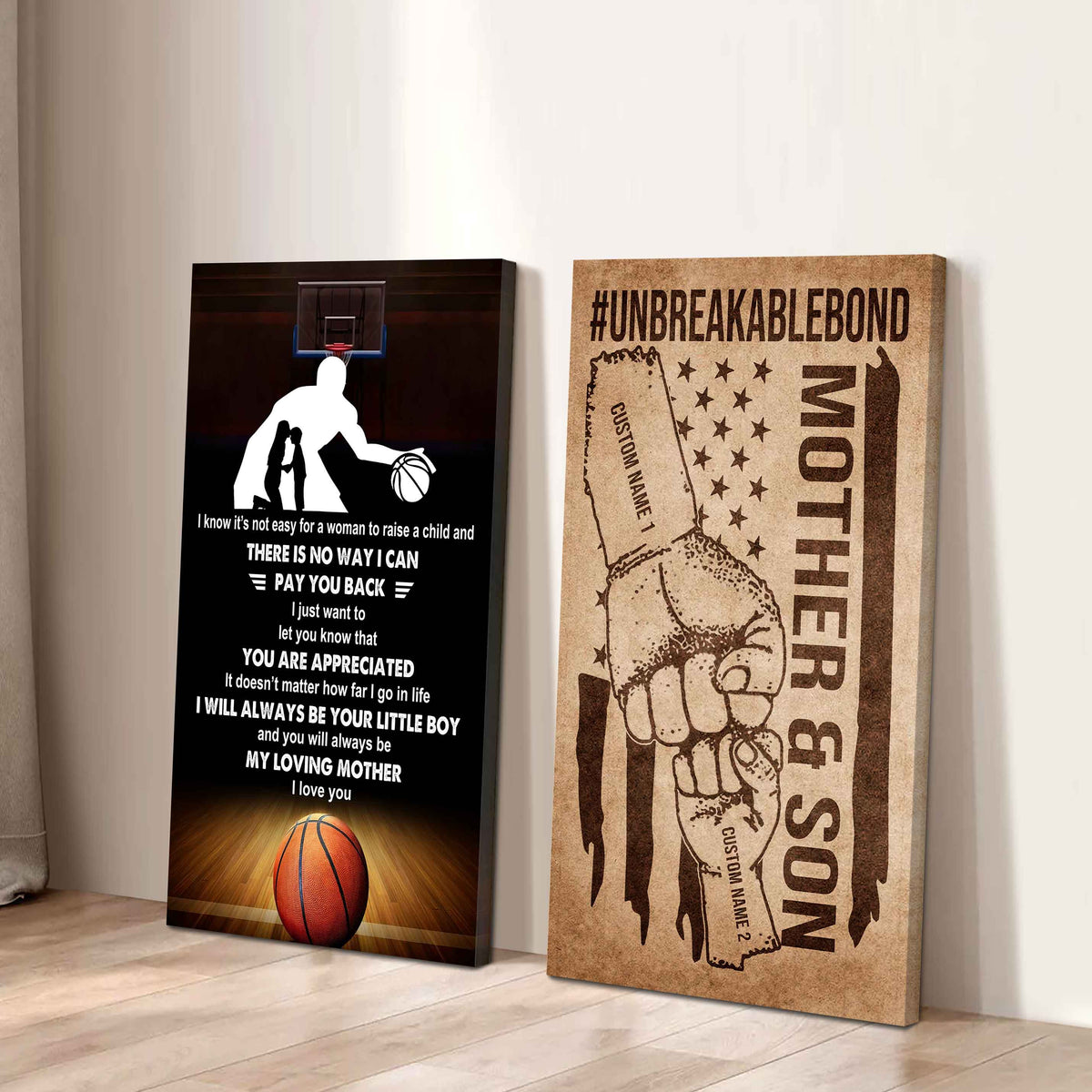 Unbreakable Bond Sport Canvas Set From Son To Mom I Know It's Not Easy - I Will Always Be Your Little Boy