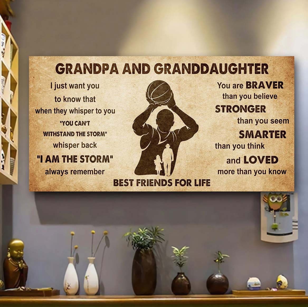 Personalized GrandpaTo Granddaughter Poster Canvas Grandpa and Granddaughter Best Friends For Life - Message For Your Granddaughter Gifts For Her