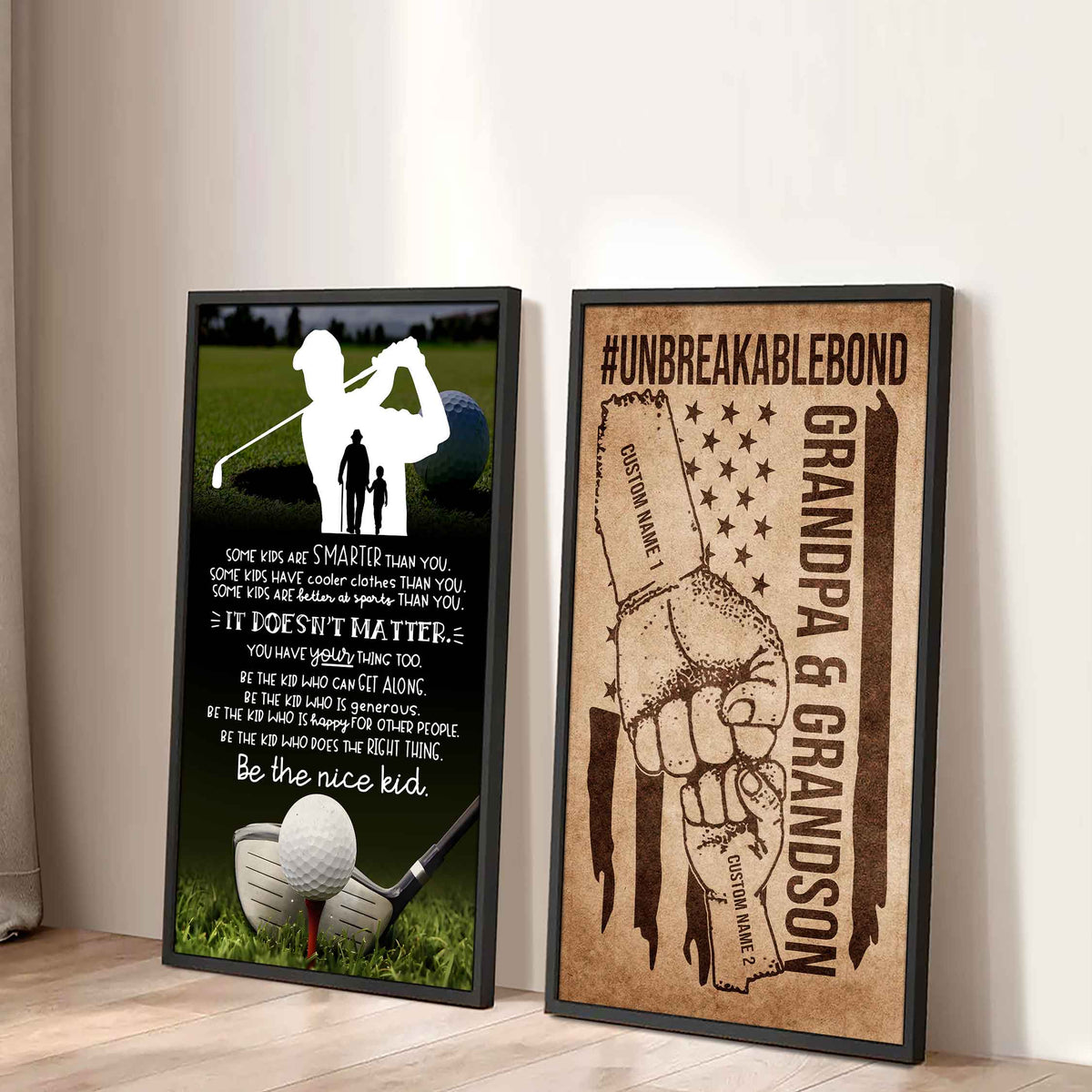 Unbreakable Bond Sport Canvas Set From Grandpa To Grandson Be The Nice Kid