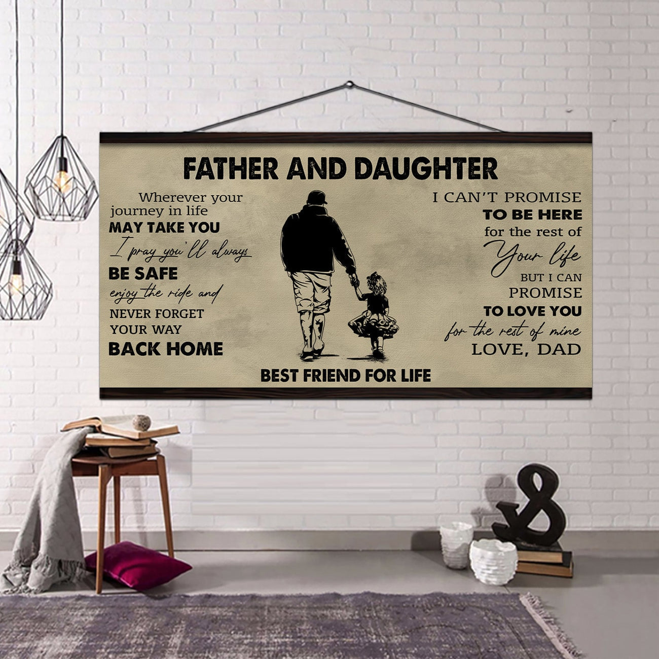 DRB Father And Daughter Best Friends For Life - Never Forget Your Way Back Home Poster Canvas Gift For Daughter From Father-Photo Upload