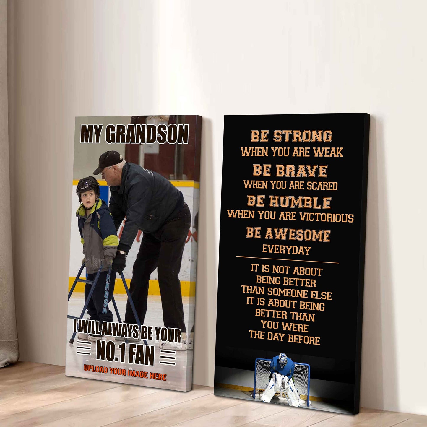 My Grandson Be Strong When You Are Weak Be Awesome Everyday Set 2 Canvas Wall Art From Grandpa To Grandson
