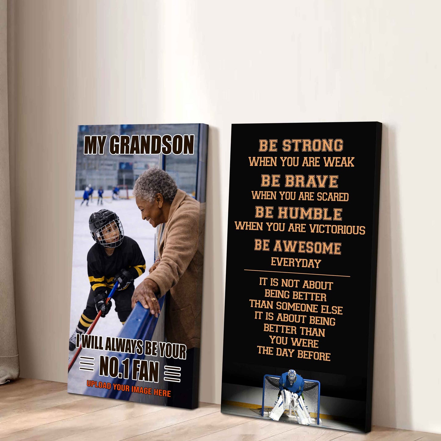 My Grandson Be Strong When You Are Weak Be Badass Everyday Set 2 Canvas Wall Art From Grandma To Grandson