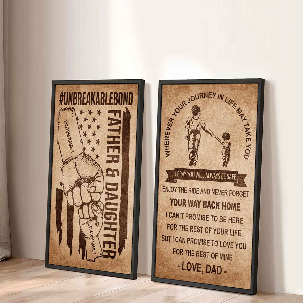Unbreakable Bond Canvas Set Father And Daughter Never Forget Your Way Back Home Gift For Your Daughter