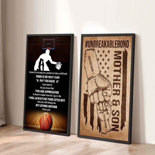 Unbreakable Bond Sport Canvas Set From Son To Mom I Know It's Not Easy - I Will Always Be Your Little Boy