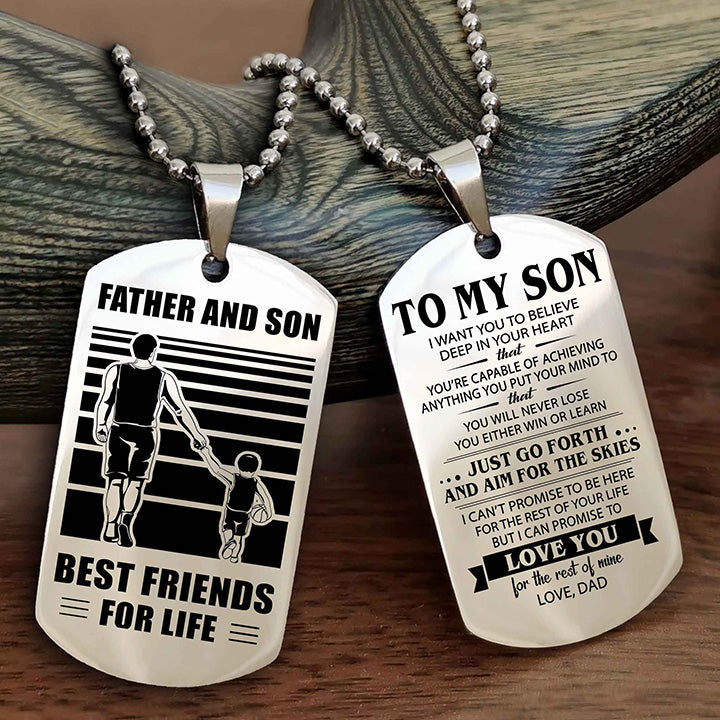 DRB Double Sided Dog Tag Father And Son Best Friend For Life - Gift For Son Just Go Forth And Aim For The Skies