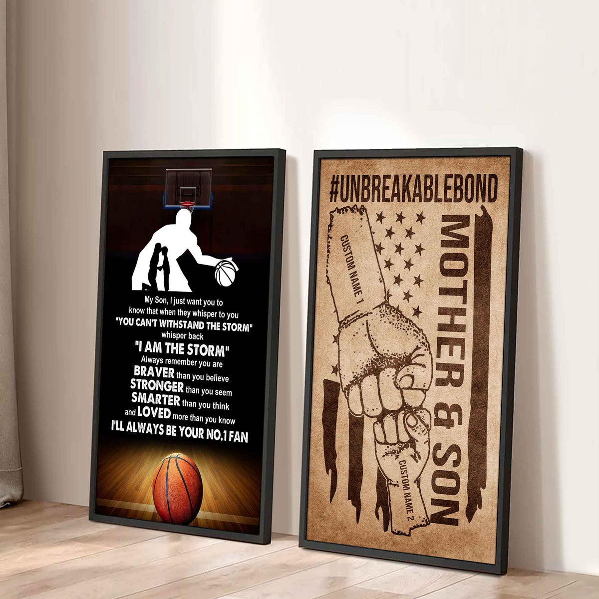 Unbreakable Bond Sport Canvas Set From Mom To Son Whisper Back I'm The Storm You Are Braver Than You Believe