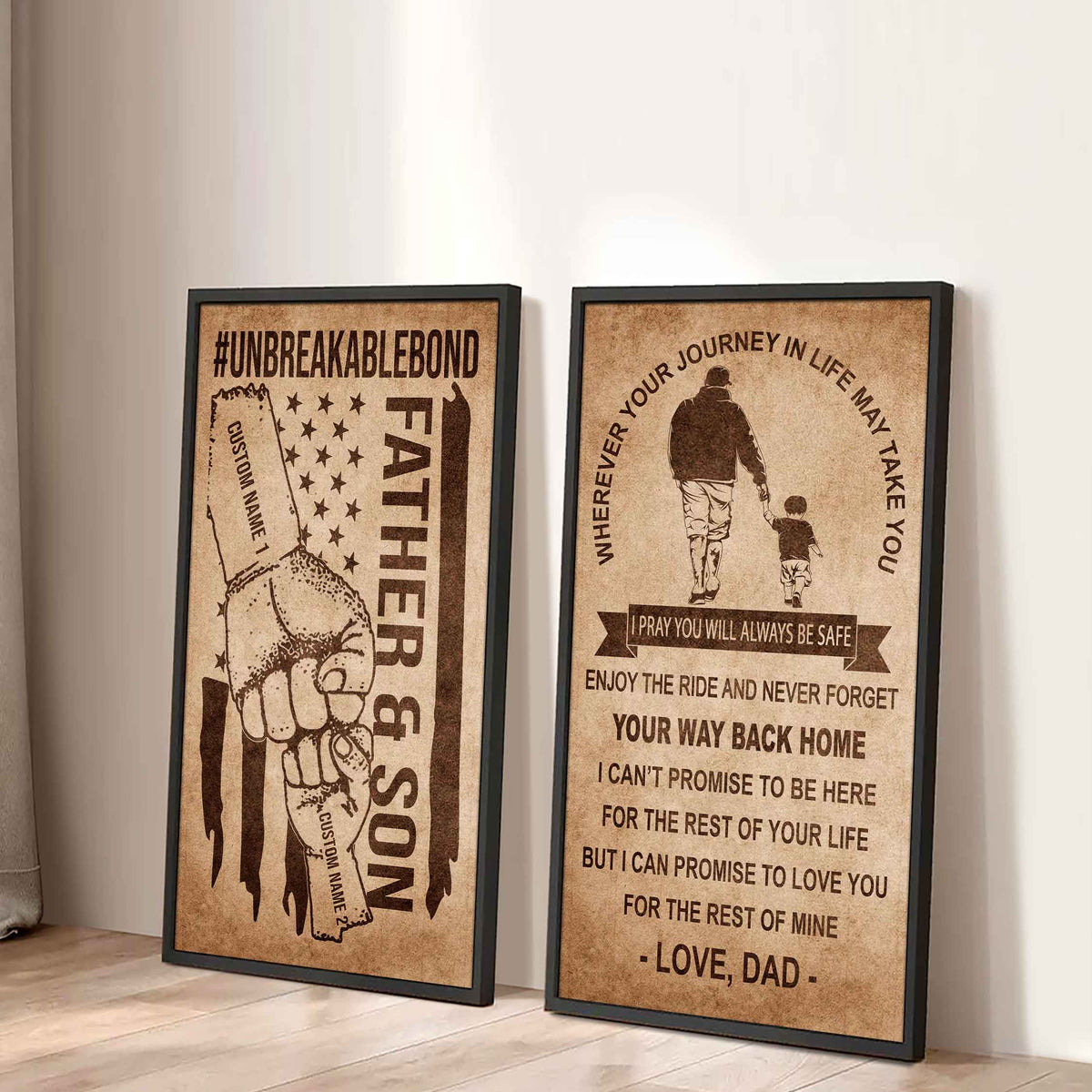 Father And Son Canvas Set To My Son Enjoy The Ride Never Forget Your Way Back Home