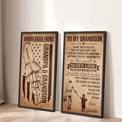 Unbreakable Bond Canvas Set Grandpa And Grandson Your Will Never Lose You Either Win Or Learn Gift For Your Grandson