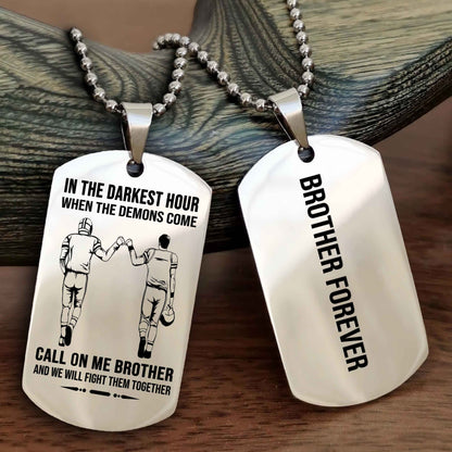 Biker Customizable engraved black dog tag double sided gift from brother, brother forevers