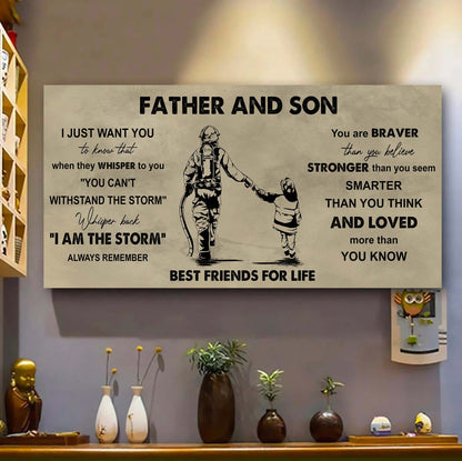 Biker Father And Son Best Friends For Life - I Am The Storm Poster Canvas Gift For Son From Father