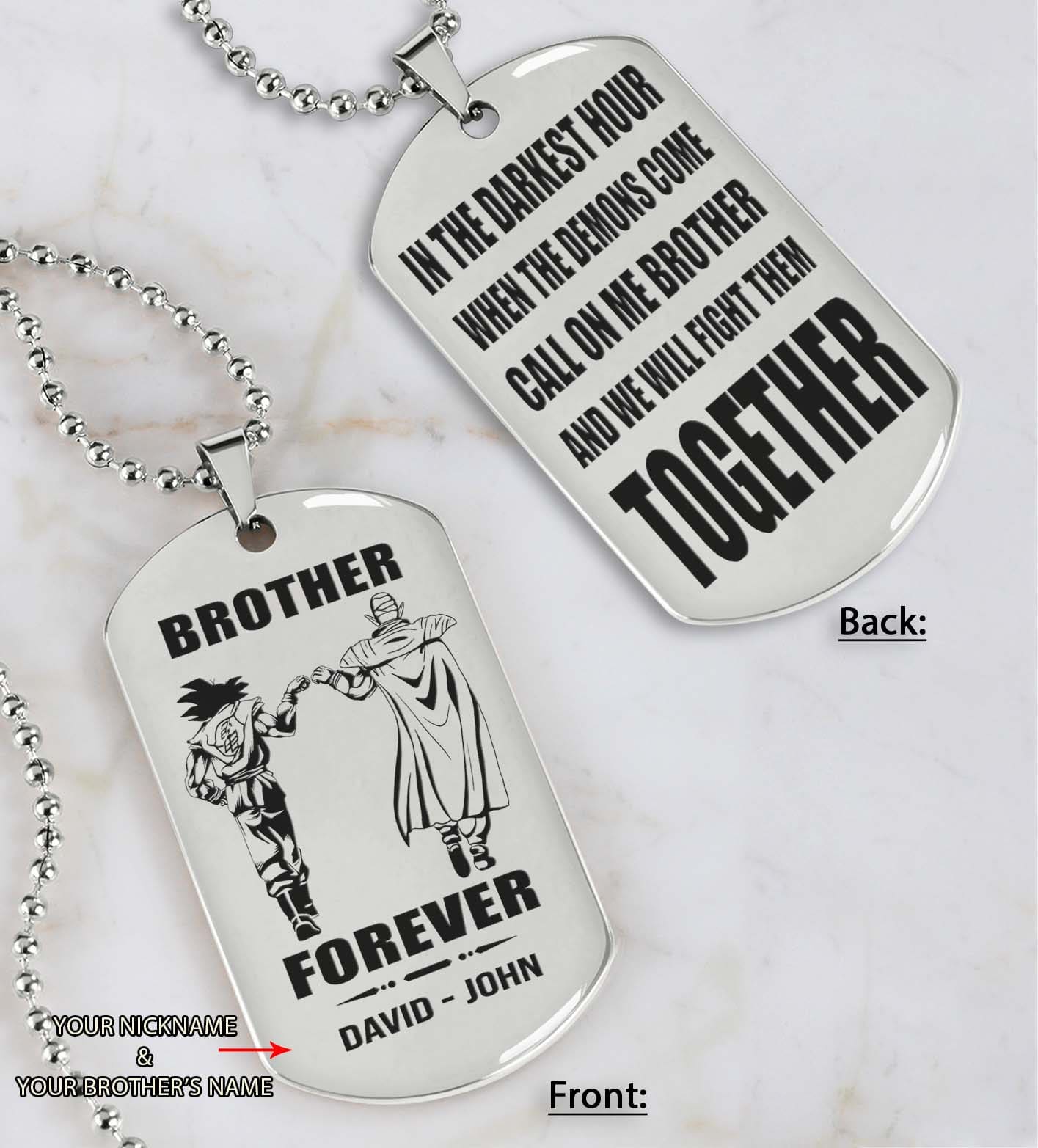 Ver3 Vikings customizable engraved black dog tag double sided gift from brother, brother forever