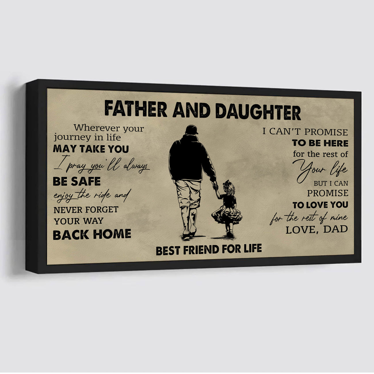 DRB Father And Daughter Best Friends For Life - Never Forget Your Way Back Home Poster Canvas Gift For Daughter From Father-Photo Upload