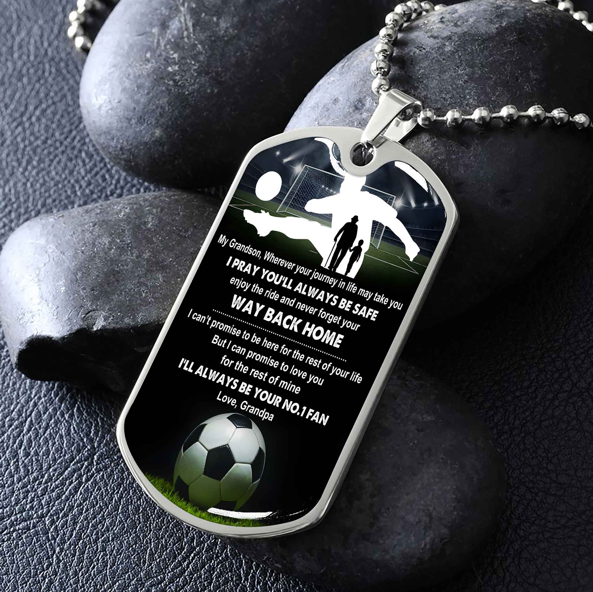 Sport Military Chain 18K Gold Plated Silver Plated To My Grandson From Grandpa Motivation Message I Will Always Be Your No 1 Fan