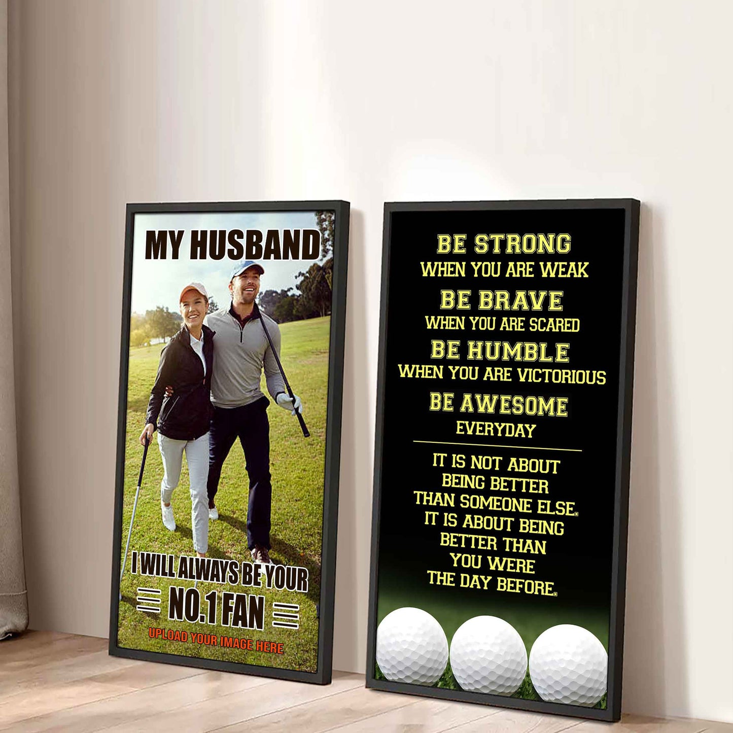 Young Sport Couple To My Husband Be Strong When You Are Weak Be Badass Everyday Set 2 Canvas Wall Art