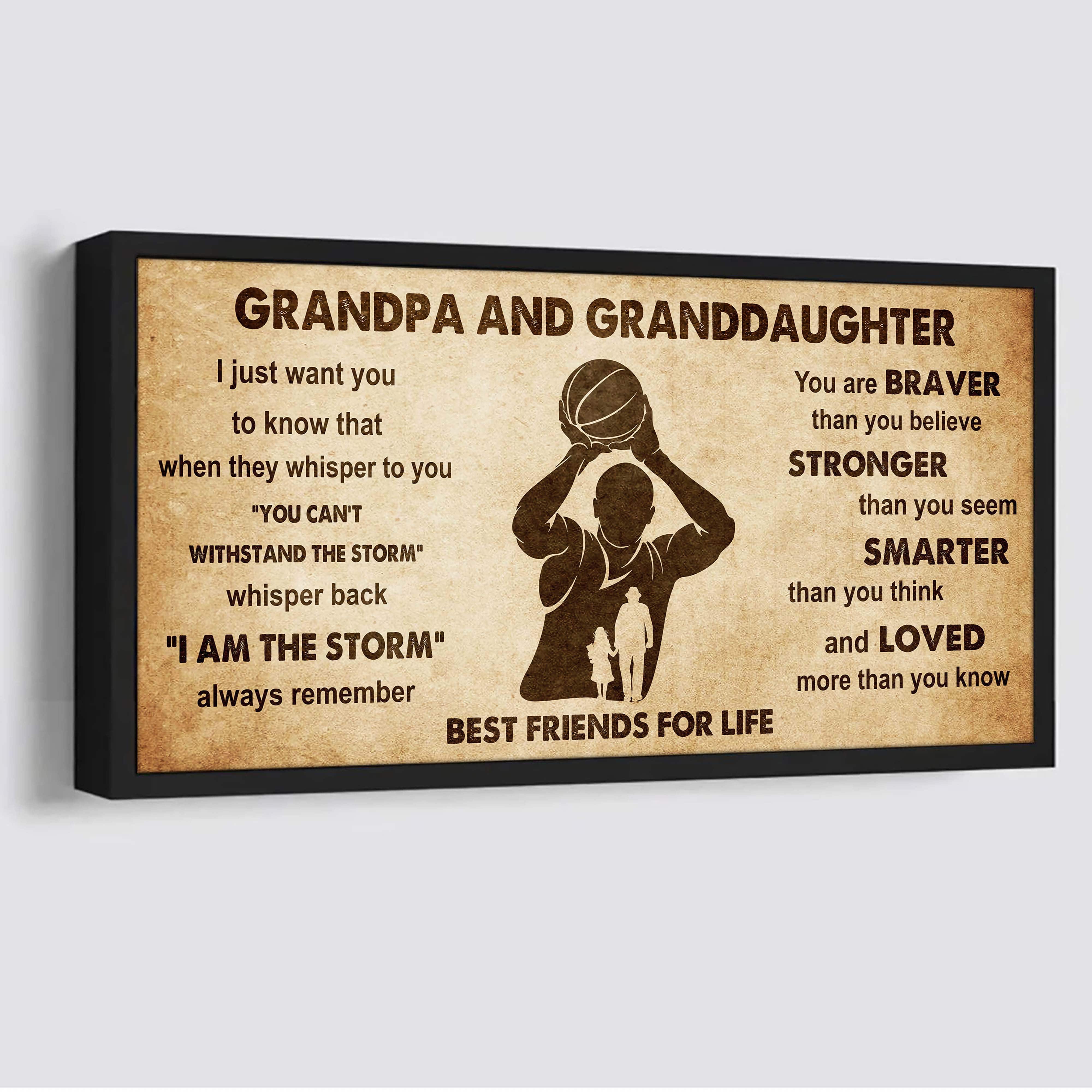 Personalized GrandpaTo Granddaughter Poster Canvas Grandpa and Granddaughter Best Friends For Life - Message For Your Granddaughter Gifts For Her