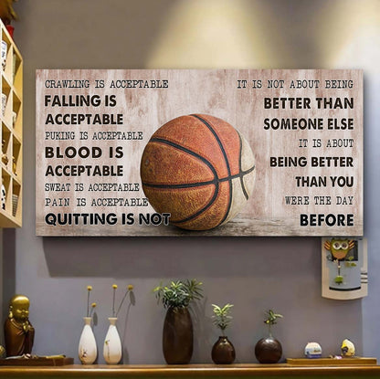 Basketball canvas Quiting Is Not- It Is Not About Being Better Than Someone Else