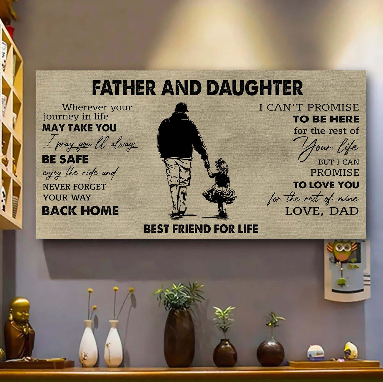 DRB Father And Daughter Best Friends For Life - Never Forget Your Way Back Home Poster Canvas Gift For Daughter From Father-Photo Upload