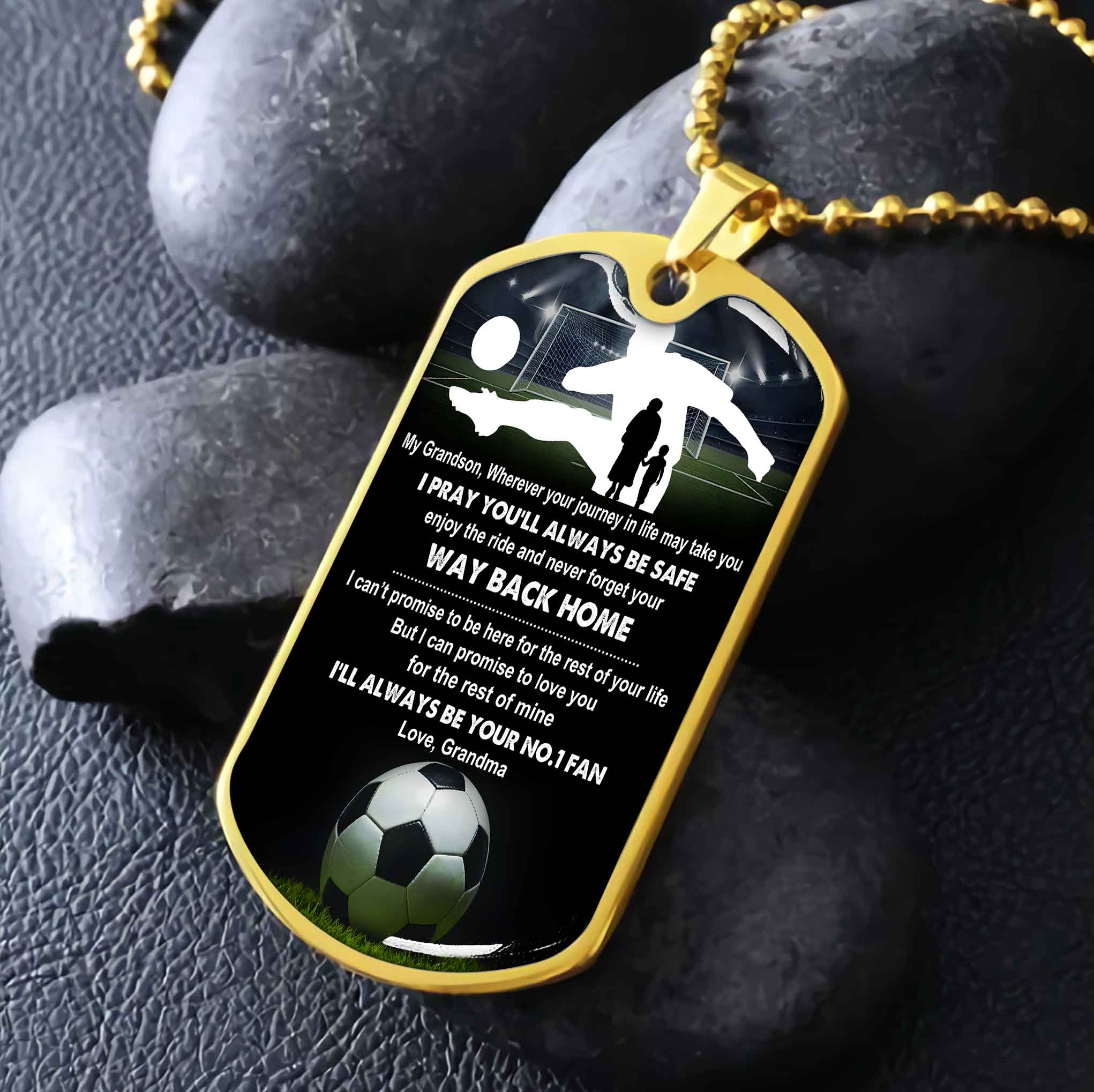 Sport Military Chain 18K Gold Plated Silver Plated To My Grandson From Grandma Motivation Message I Will Always Be Your No 1 Fan