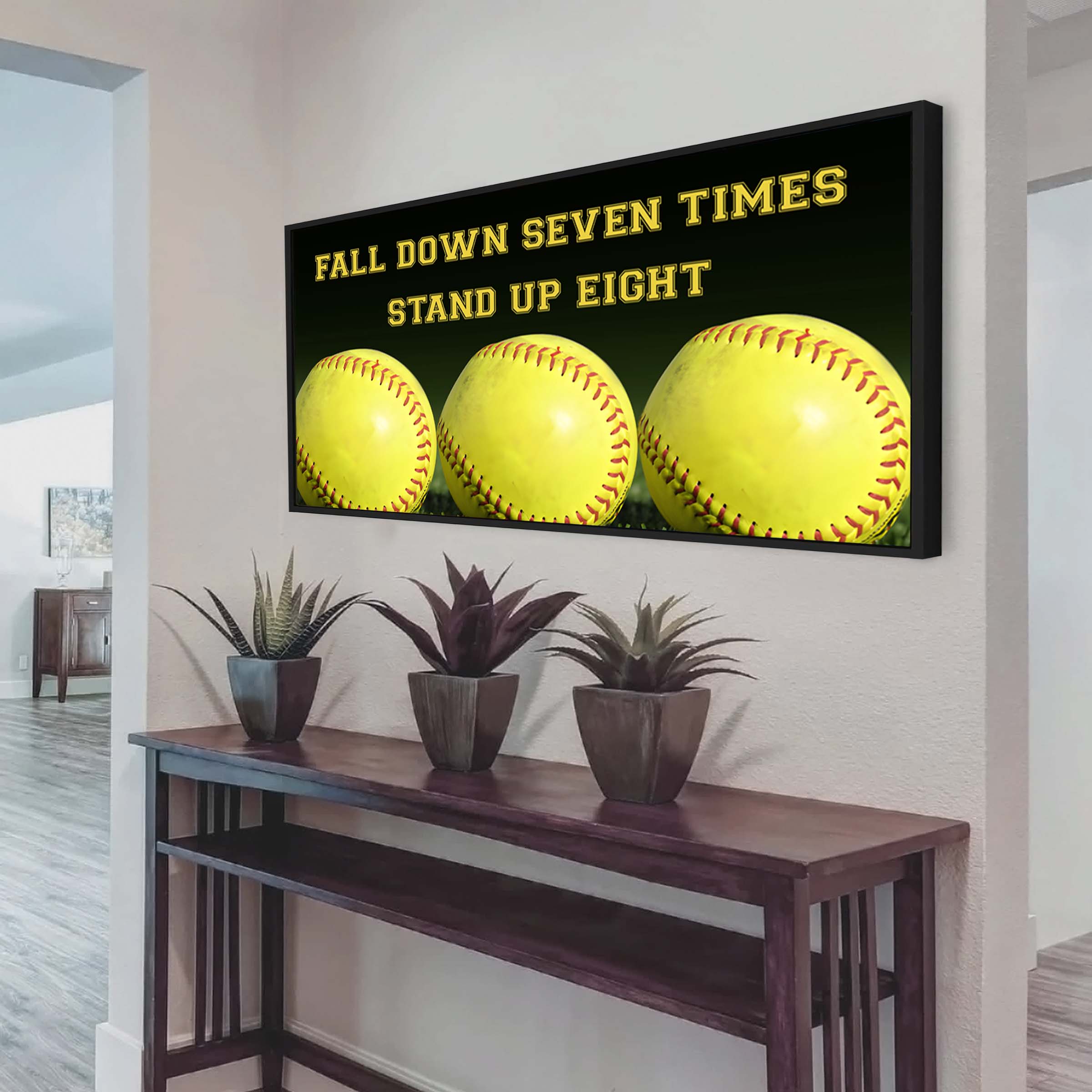 Tennis poster canvas fall down seven times stand up eight