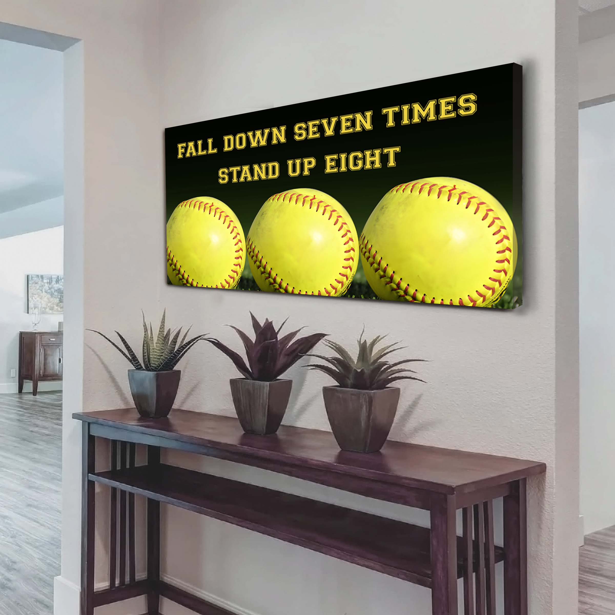 Tennis poster canvas fall down seven times stand up eight