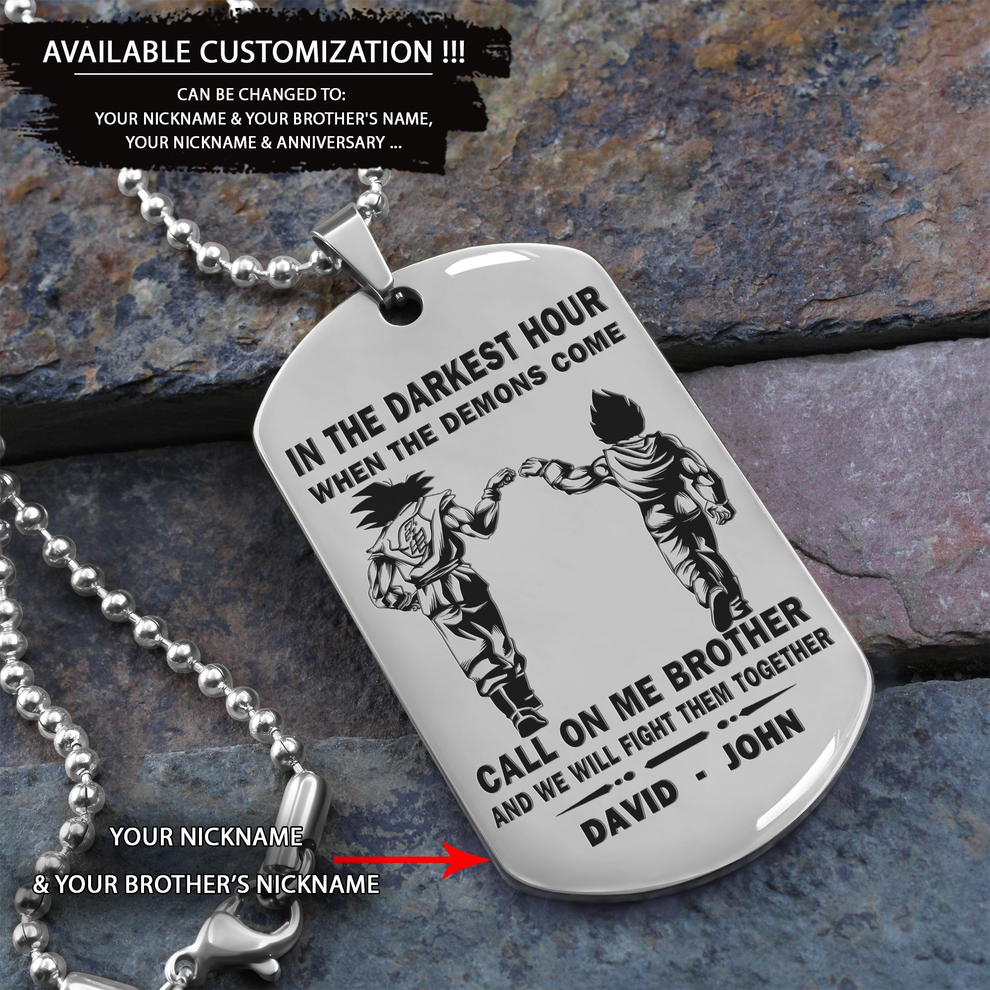 Personalized One Sided Dog Tag Call On Me Brother And We Will Fight Them Together