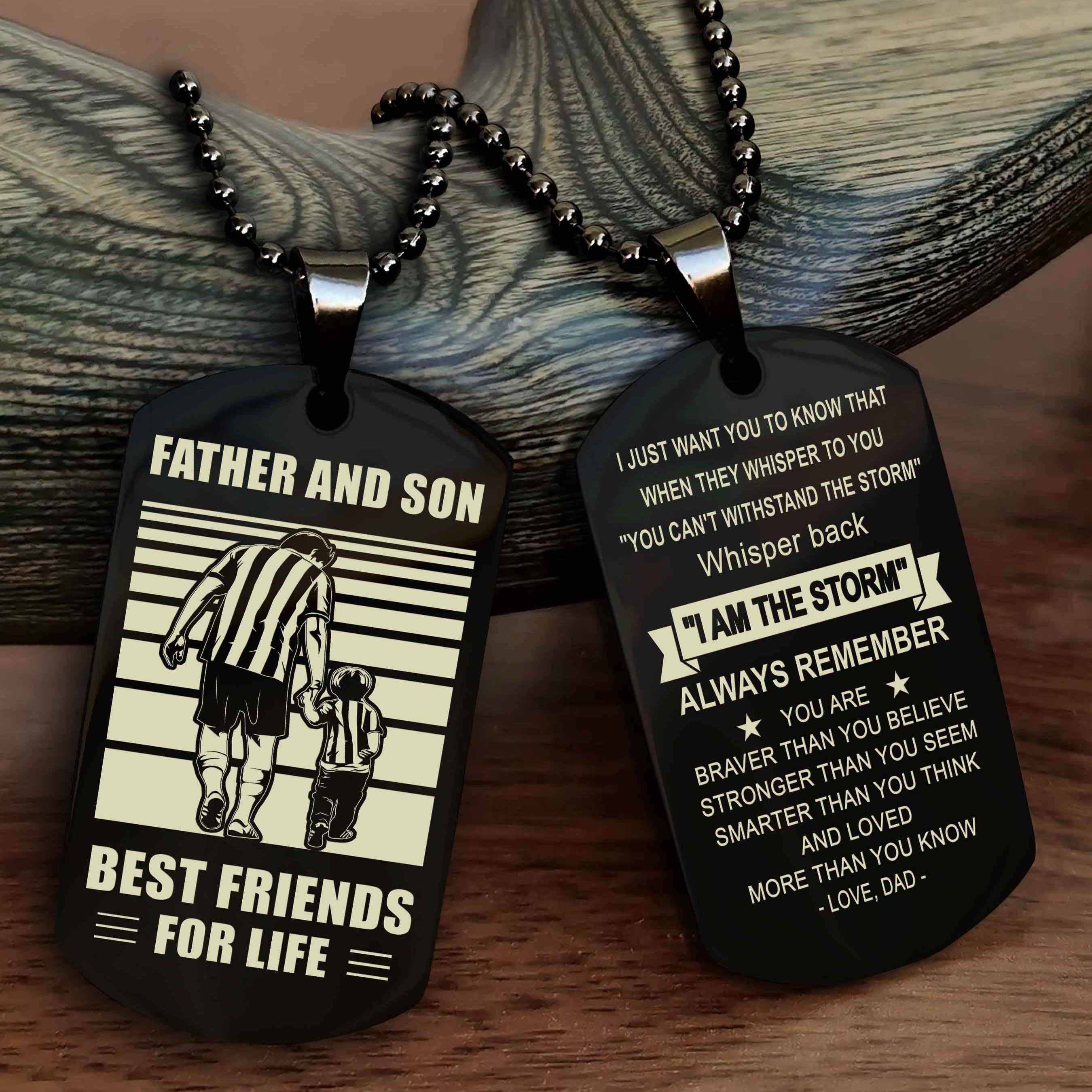 Cowboy Personalized Double Sided Dog Tag To My Son I Love You - Whisper Back I'm The Storm